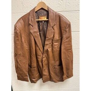 GaB Firenze Italia Brown Leather Sport Jacket Blazer XL